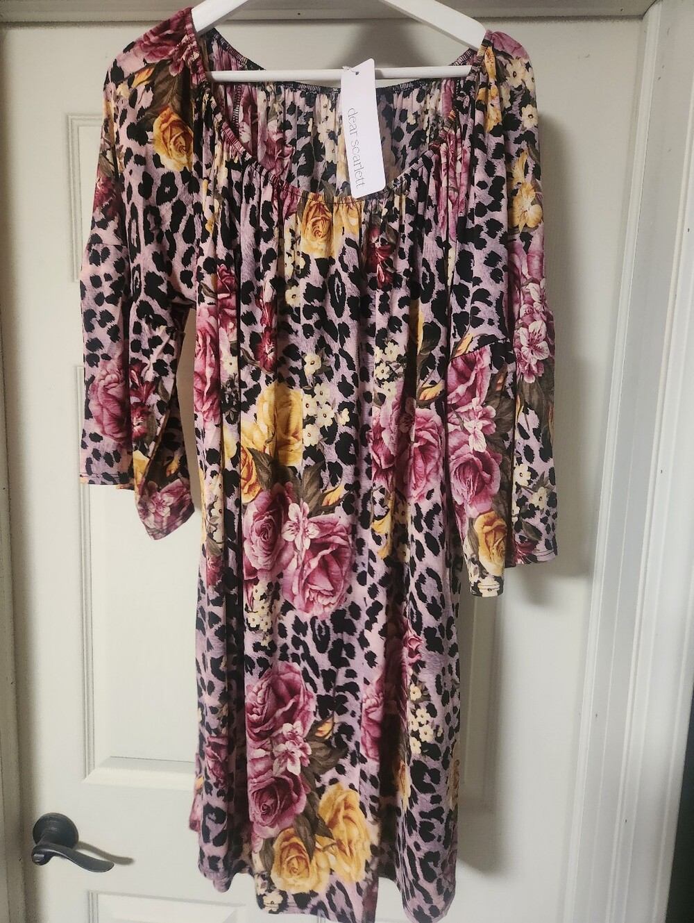 NWT Dear Scarlett Floral Leopard Print Dress Boutique Style. Size XL